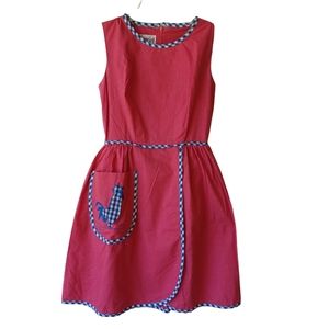 LOUNGE CRAFT Vintage60's Rooster Dress Red w/ Blue Gingham Detail Shorts Size 10